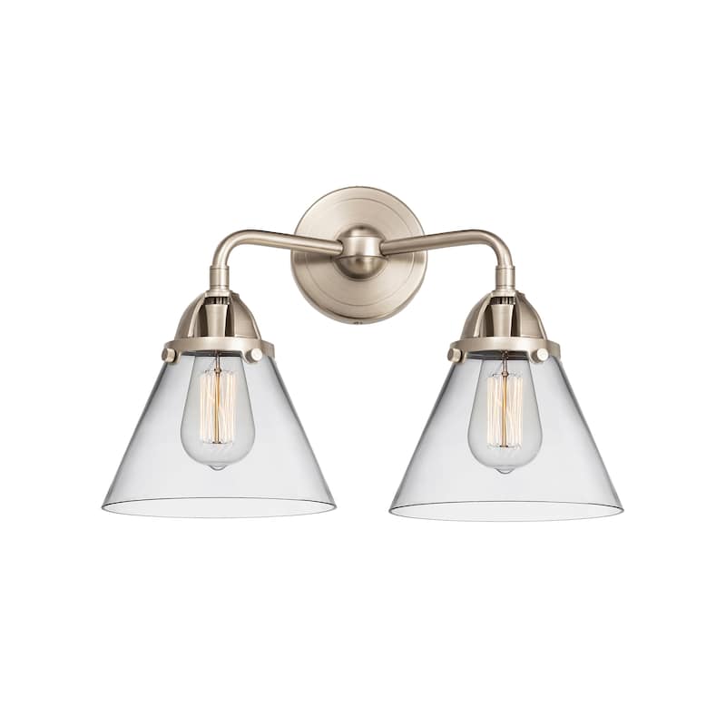 Innovations Lighting Nouveau 2 Cone - 2 Light 16" Bath Vanity Light - Clear/Brushed Satin Nickel