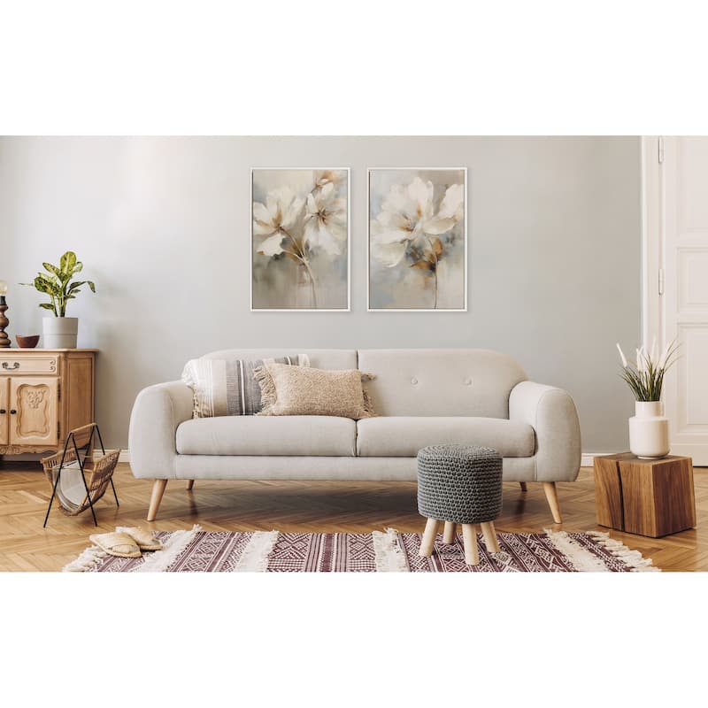 Kate and Laurel Sylvie Beaded Abstract Botanical Canvas