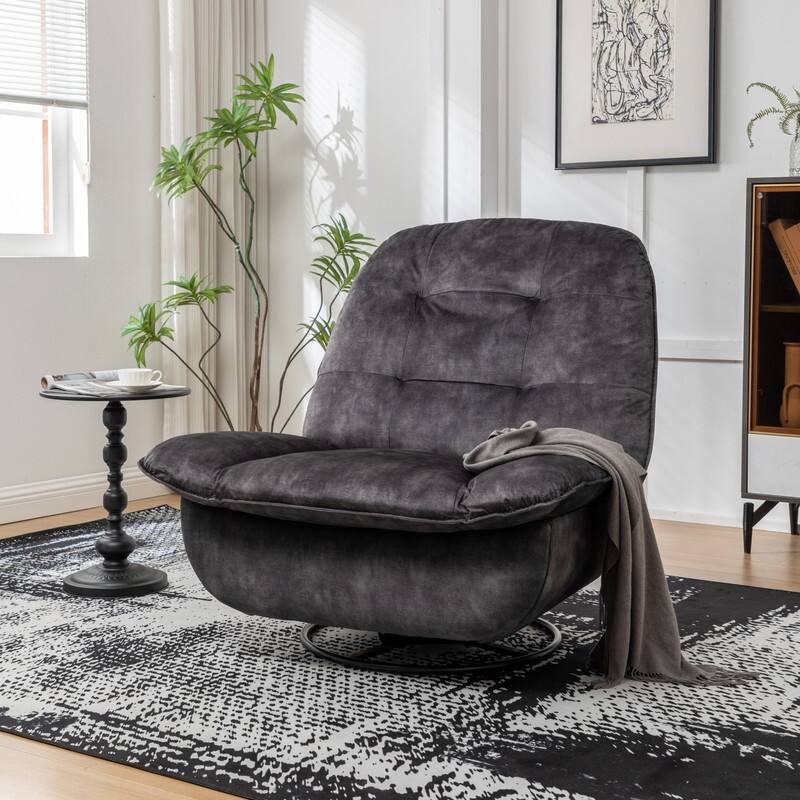 Gold-Stamped Velvet Multi-Function Recliner with Swivel, Glide & Phone Holder - Oversized Comfort for Living Room, Bedroom
