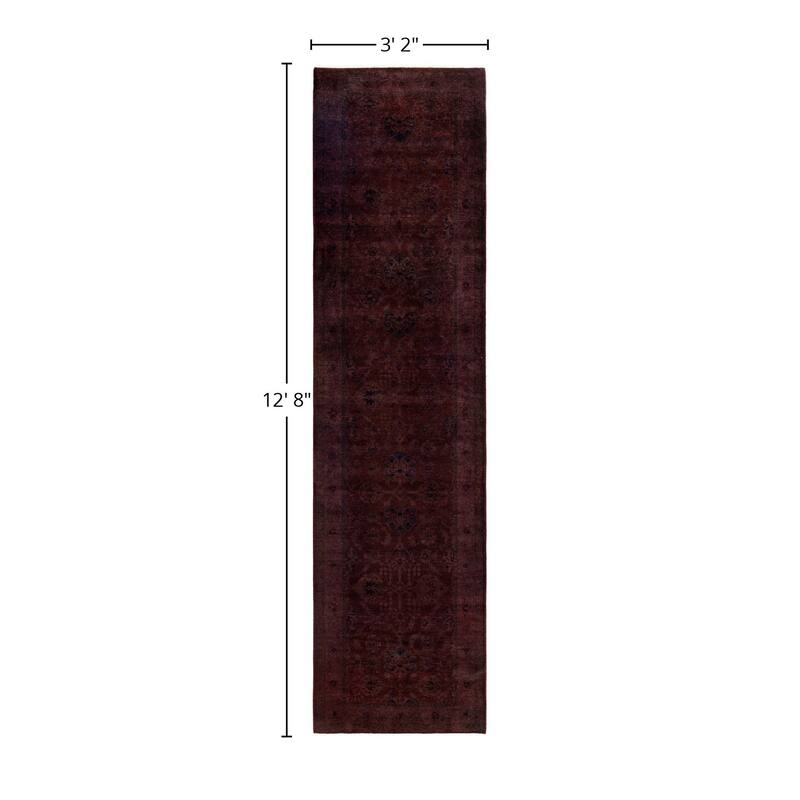 Overdyed One-of-a-Kind Hand-Knotted Area Rug - Brown - 3' 2" x 12' 8"