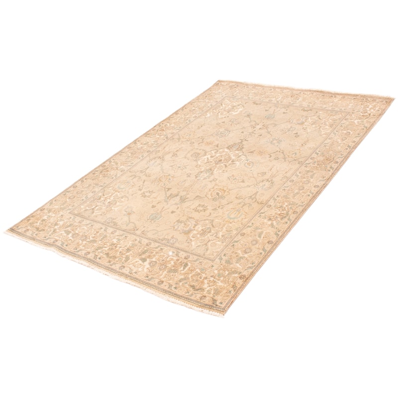 ECARPETGALLERY Hand-knotted Antalya Vintage Khaki Wool Rug - 6'4 x 9'7