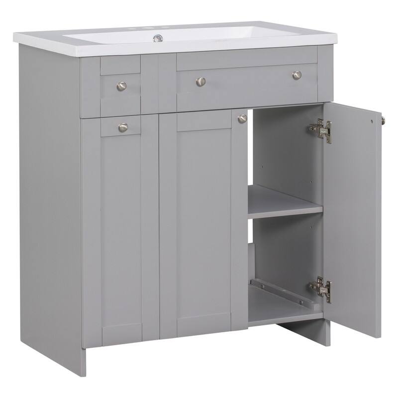 Single Sink 30" Bathroom Vanity with Combo Cabinet and Storage
