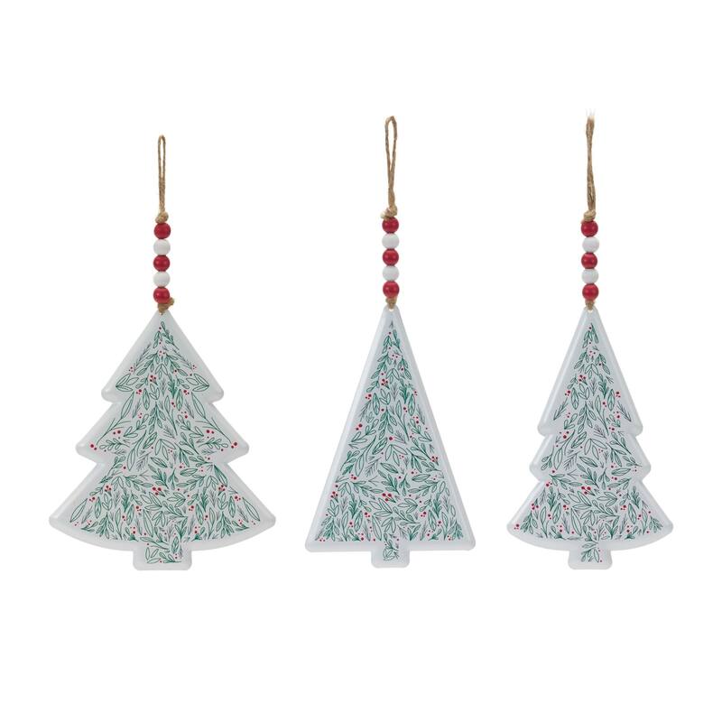 Beaded Hanger Christmas Tree Ornaments - 8.5" - White and Green - 12ct