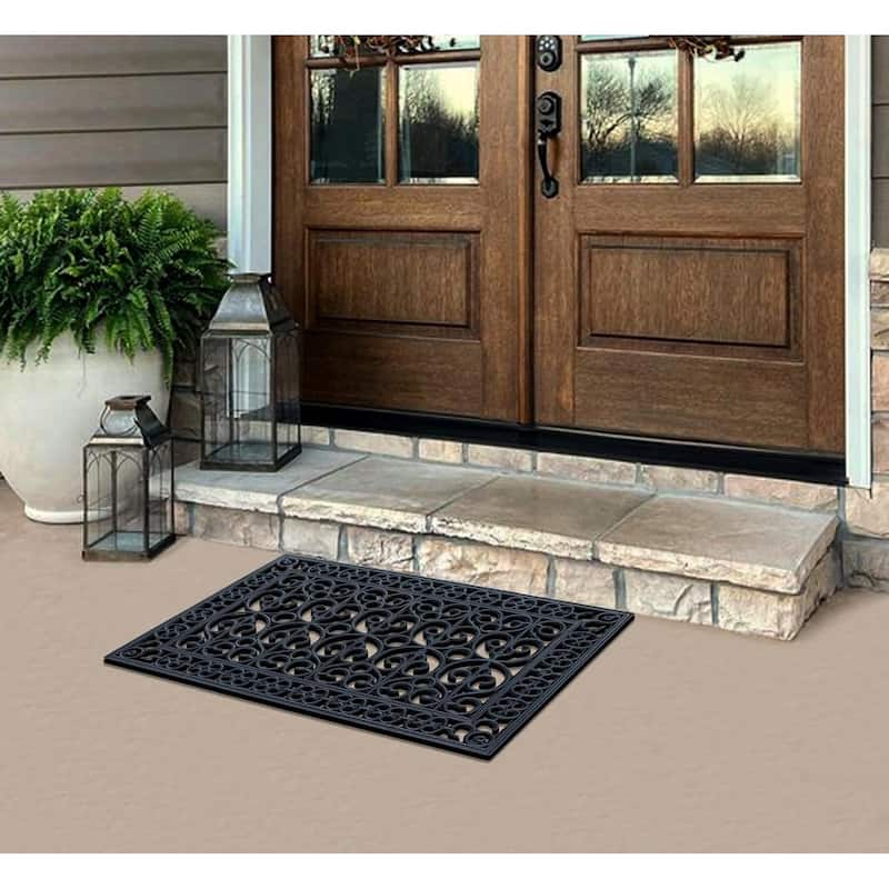 A1HC Natural Coir and Rubber Modern Indoor/Outdoor Grill Doormat