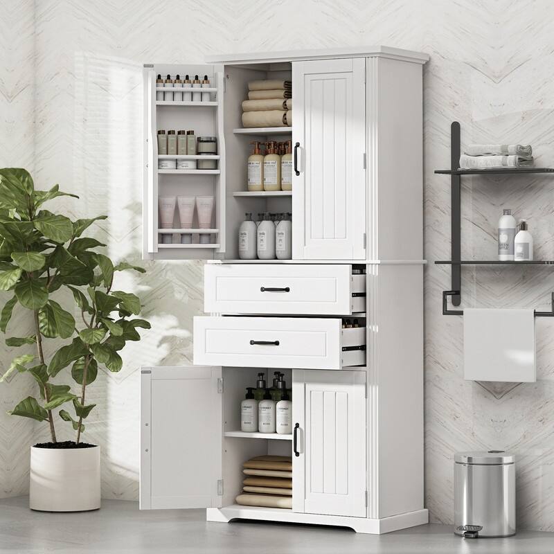 Bathroom Storage Cabinet with 2 Drawers with Slide Rails, Adjustable Shelf