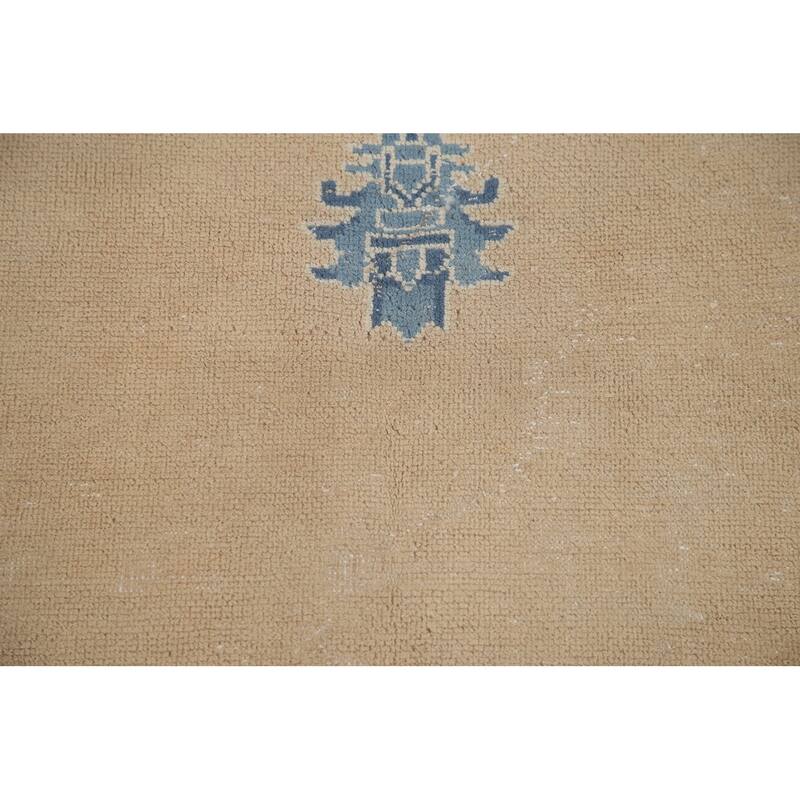 Hand Knotted Oriental 100% Wool Carpet Traditional Medallion Peach Kerman Area Rug - 13' 7'' X 10' 5''