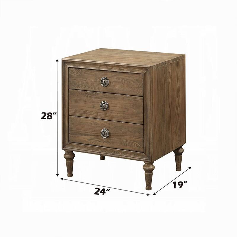 3 Drawers Wooden Nightstand