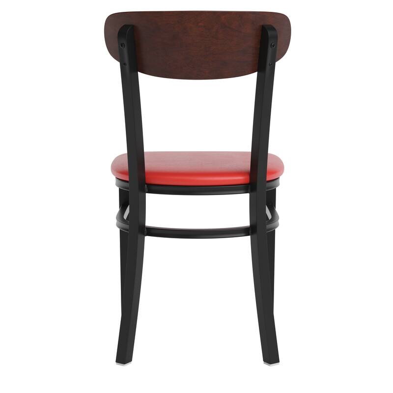 Commercial Metal Dining Chair with Wood Seat and Boomerang Back