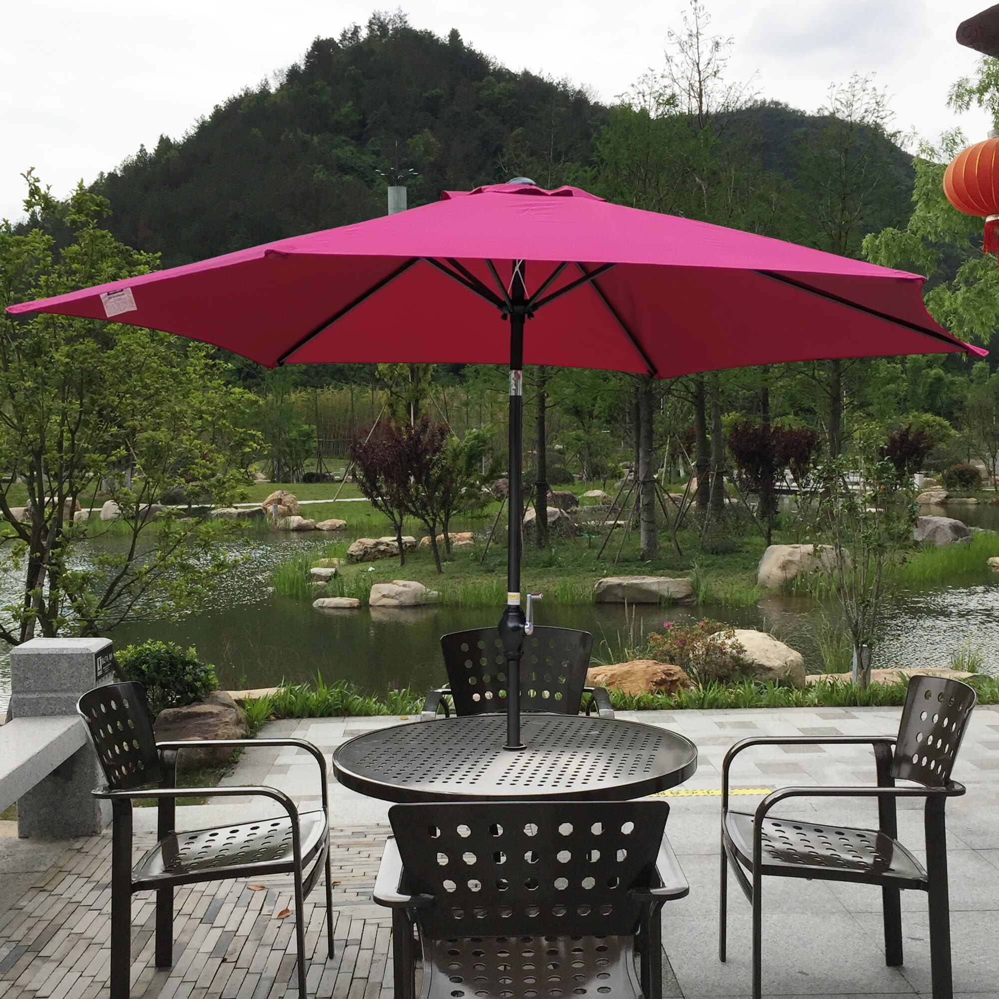 Burgundy patio set deals