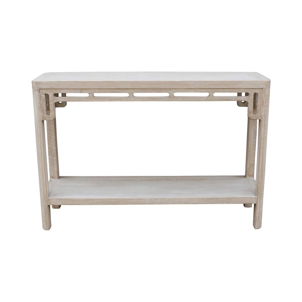 Artissance 47 in. Wide Weathered Whitewash Finish Reclaimed Wood Peking Ming Arch Console Table Small