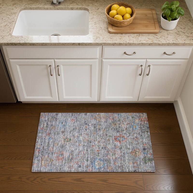 Premium Washable Super Soft Farmhouse Traditional Mayfield Rug - Gray - 1'8" x 2'6"