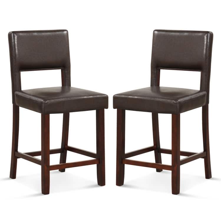 2 Piece Bar Chair Set with Hollowed Back and Rubber Wood Legs - 19" x 20.5" x 39" (L x W x H)