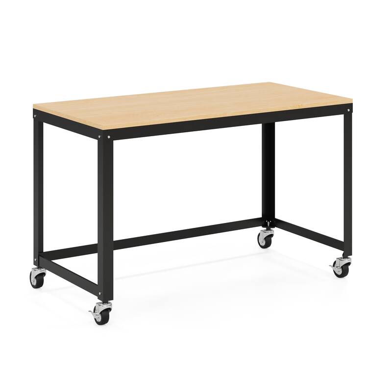 Space Solutions Home Office Natural Wood Finish Desk and Storage Set