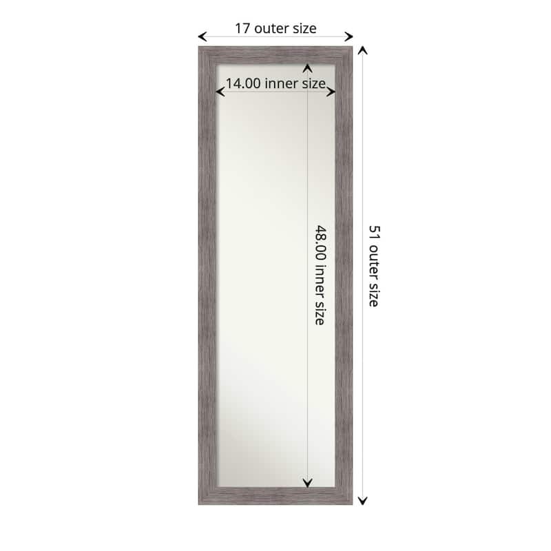 Non-Beveled Full Length On The Door Mirror - Pinstripe Plank Frame - Outer Size: 17 x 51 in - Pinstripe Plank Grey Narrow
