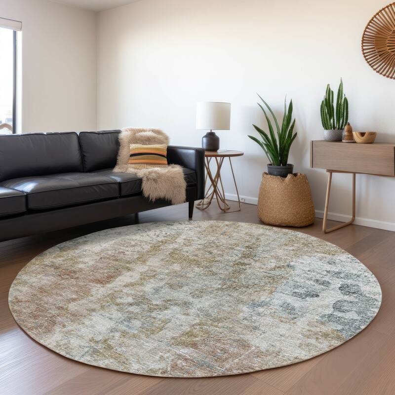 Premium Washable Super Soft Abstract Contemporary Mayfield Rug - Multi - 8' x 8' - Round