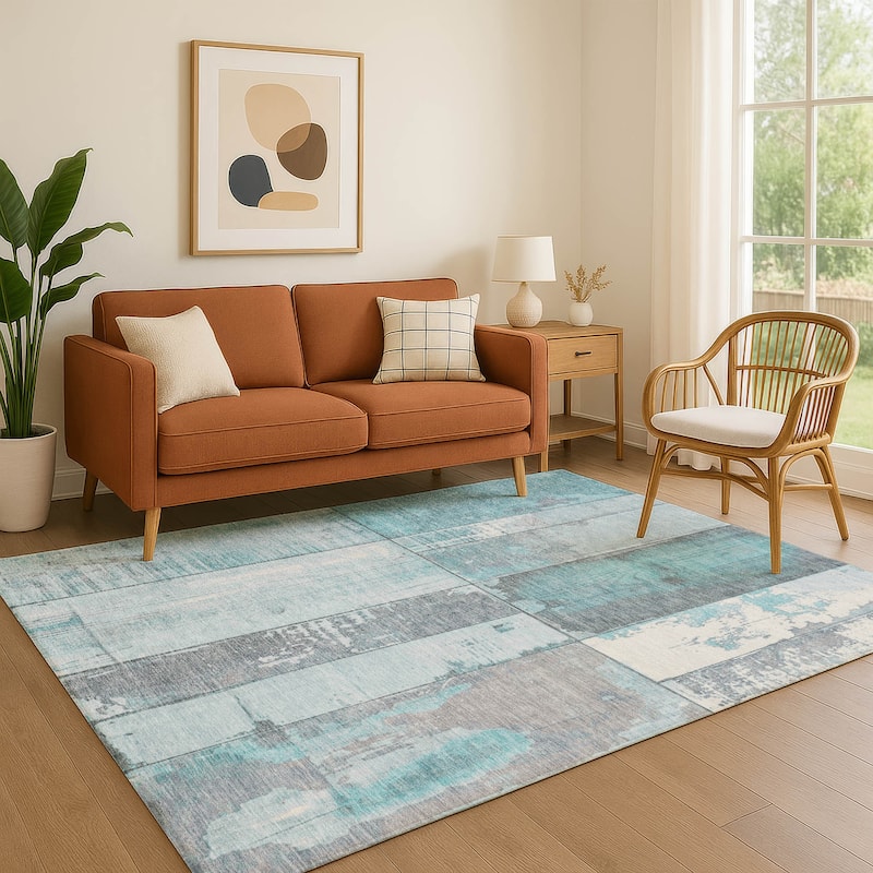 Premium Washable Super Soft Contemporary Styles Mayfield Rug - Teal - 3' x 5'