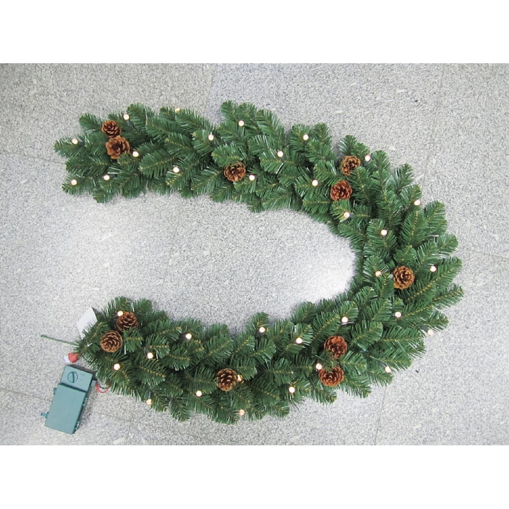 9' Oregon Fir B/O Garland w/Warm White & Multi LED Lights