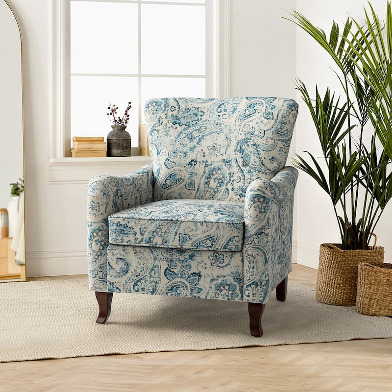 Samouel Modern Floral Upholstered Armchair with Wingback Design by HULALA HOME - Blue