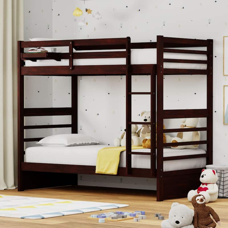Plana Wood Bunk Bed and Hanging Nightstand - Espresso - Twin