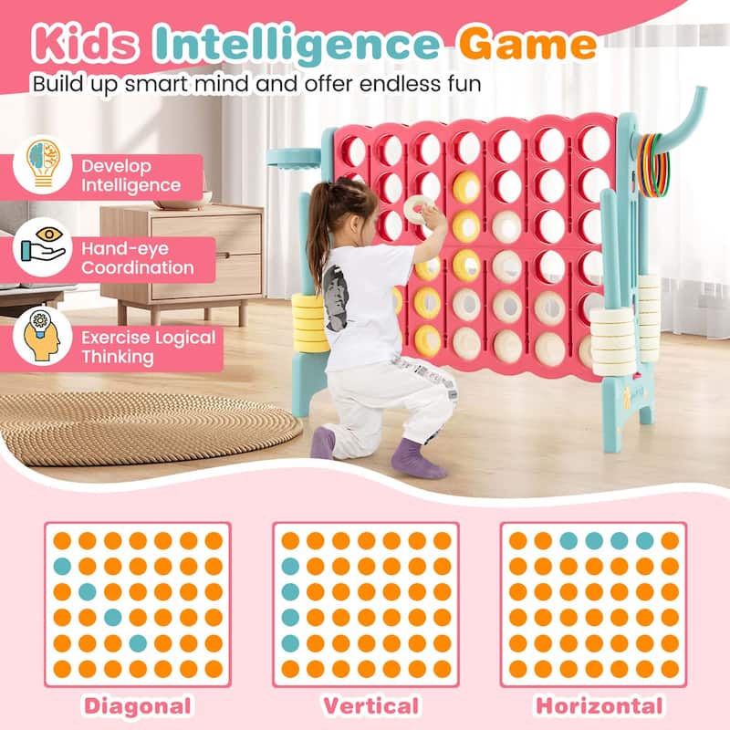 Jumbo 4-to-Score 4 in A Row Giant Game Set with Stickers Carry Bag