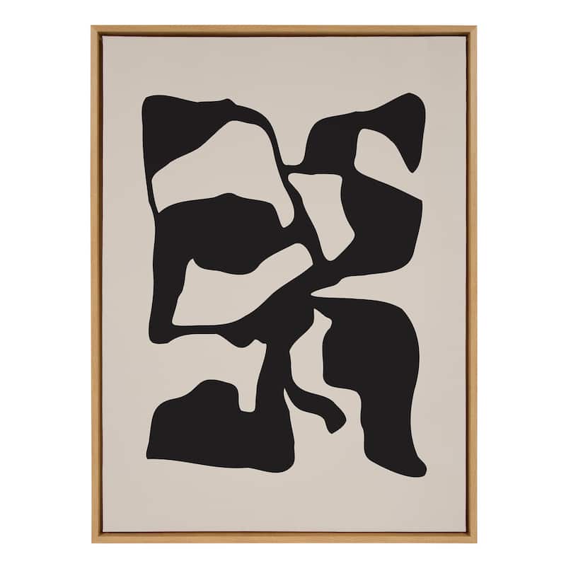 Kate and Laurel Sylvie Distorted Shapes of Black and Tan Framed Canvas by The Creative Bunch Studio