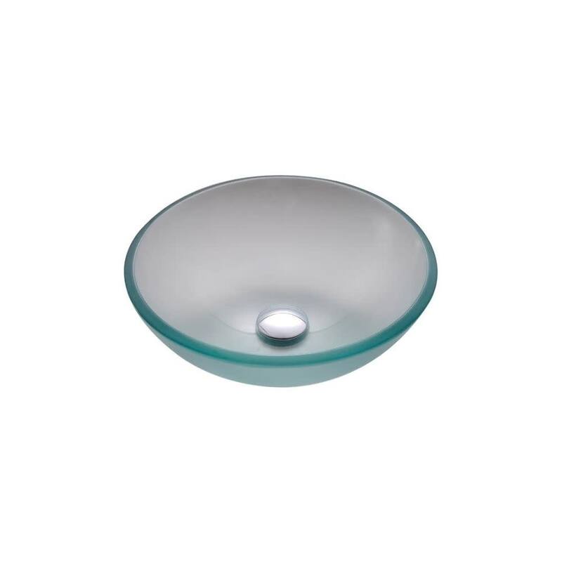 Kraus 14" Frosted Glass Vessel Bathroom Sink - Includes Pop-Up Drain