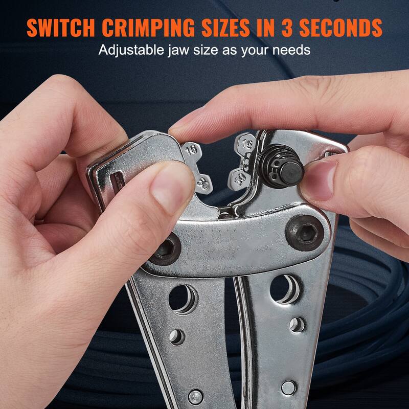 Battery Cable Lug Crimping Tool, 10-1/0AWG with Cable Cutter and 48PCS Copper Ring Terminals, 6 Wire Sizes Crimping Die