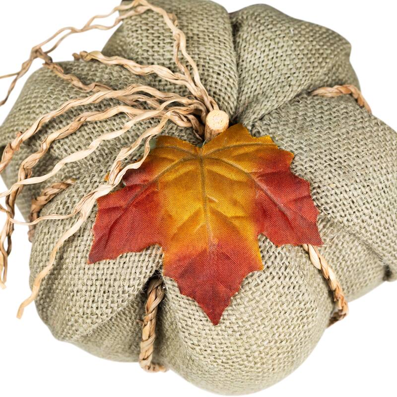 Burlap and Jute Fall Harvest Pumpkin Decoration - 6.75" - Beige