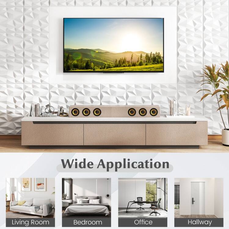 White PVC 3D Wall Panels Set of 50 with Diamond Pattern and Easy Install