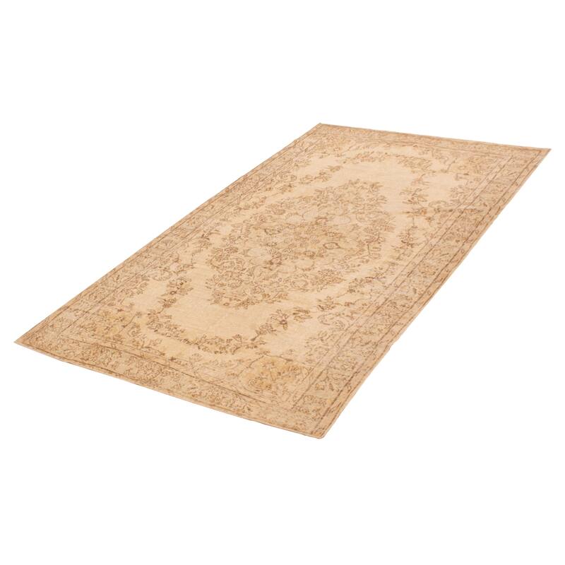 ECARPETGALLERY Hand-knotted Antalya Vintage Cream Wool Rug - 5'7 x 8'11