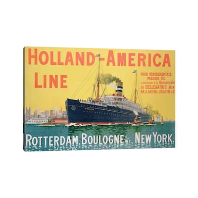 iCanvas "SS Potsdam, Holland-America Line (Rotterdam to NYC via Boulogne-sur-Mer) Advertisement" by French School Canvas Print