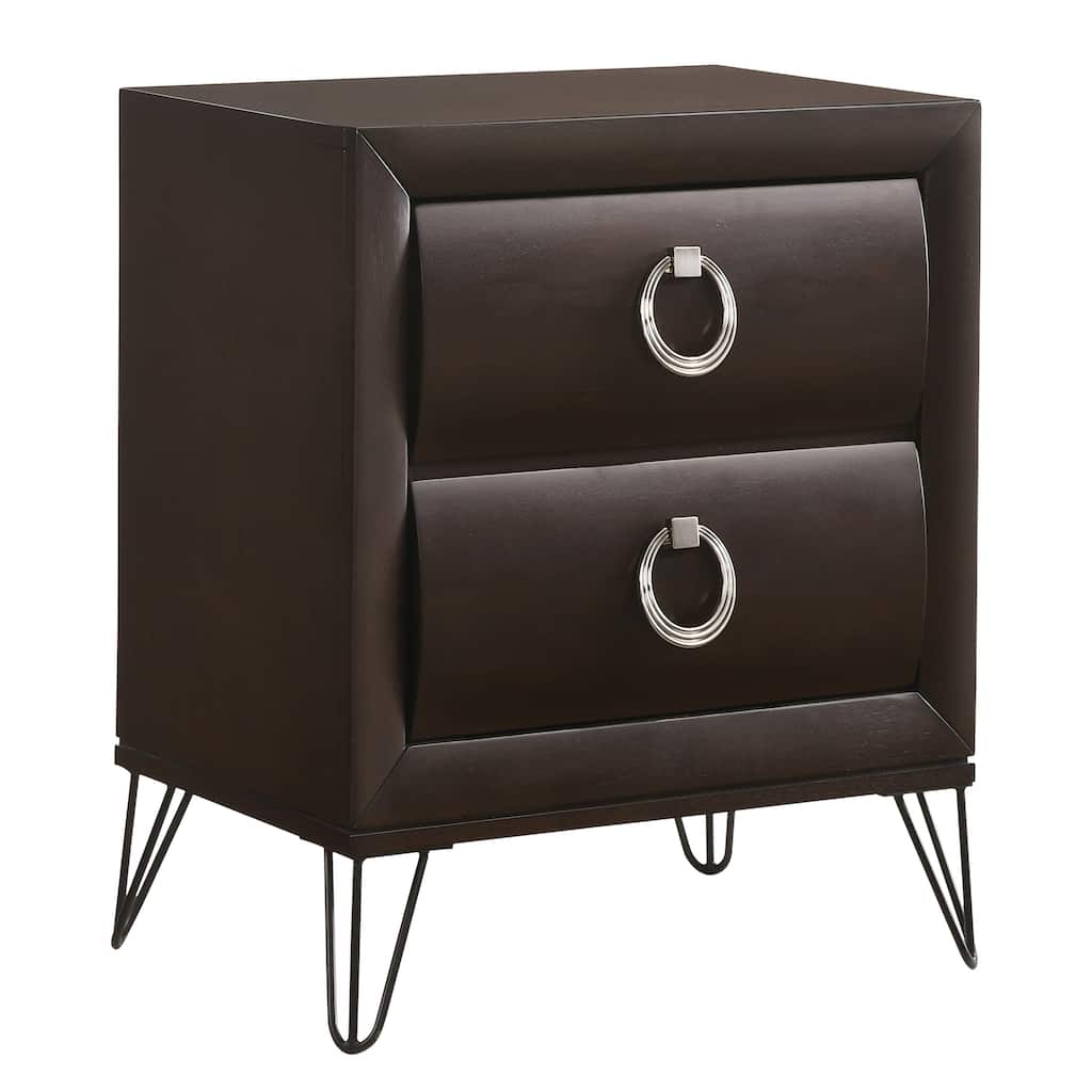 Carrillon Dark Merlot 2-Drawer Nightstand with Hairpin Legs