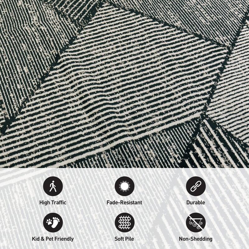Contemporary Distressed Geometric Stylish Area Rug for Any Room