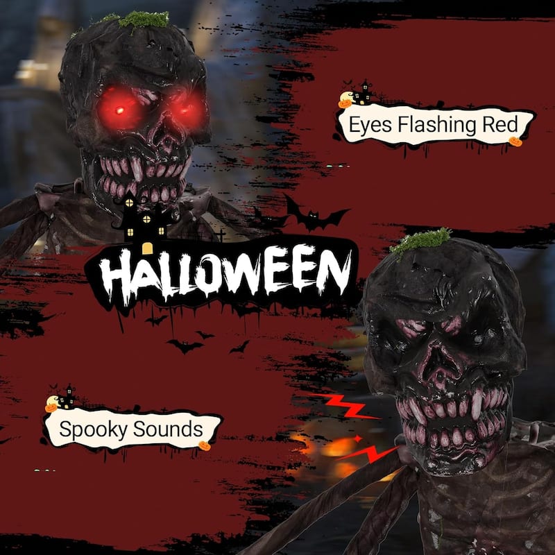 6 FT Animatronic Halloween Decoration Sound-Activated Hanging Zombie