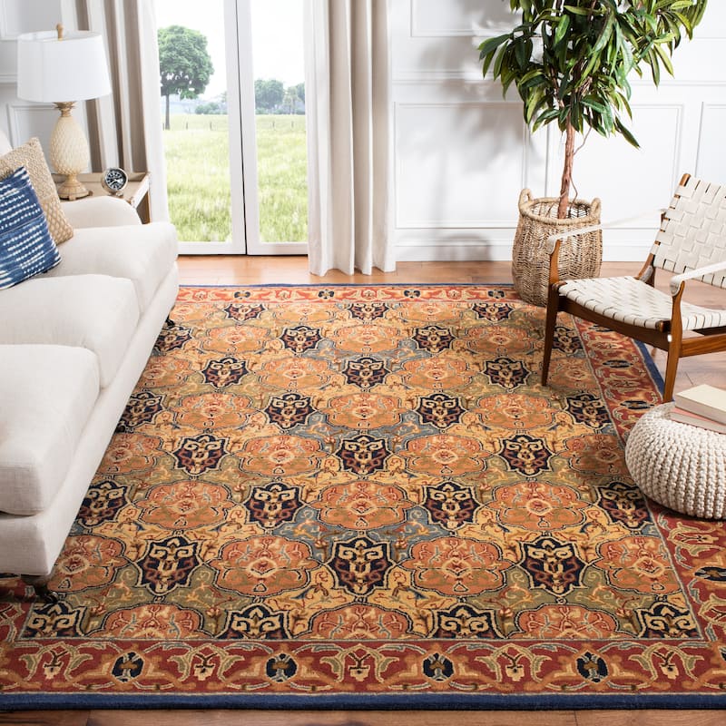 SAFAVIEH Handmade Heritage Sabien Traditional Wool Rug - 5' x 8' - Blue/Red
