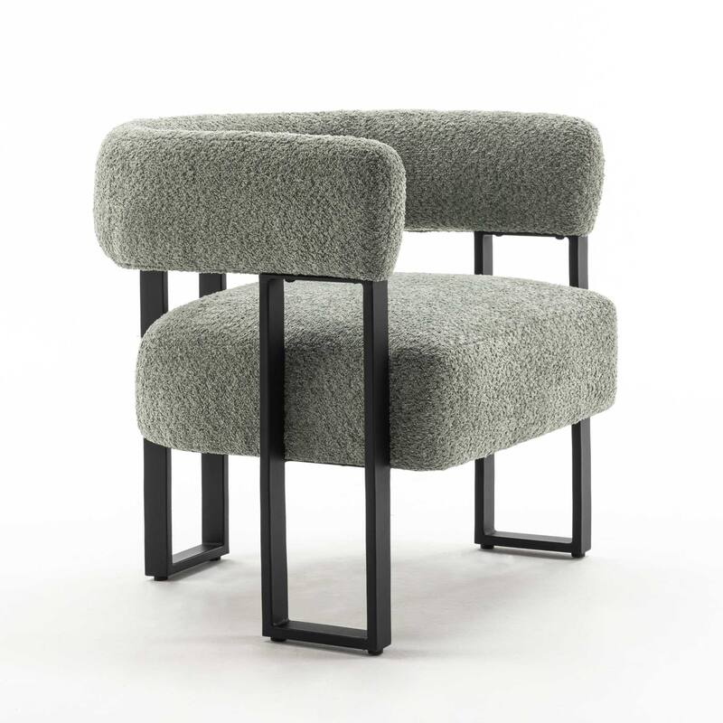 Upholstered Teddy Velvet Accent Chair, Modern Boucle Armchair