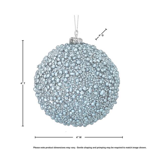 4" Glitter Metallic Mini Bead Ball Ornament Set of 6