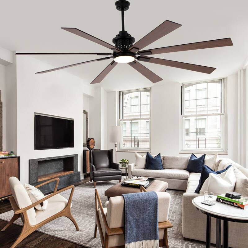 Bella Depot 72" Black Industrial Ceiling Fan with Light and Remote