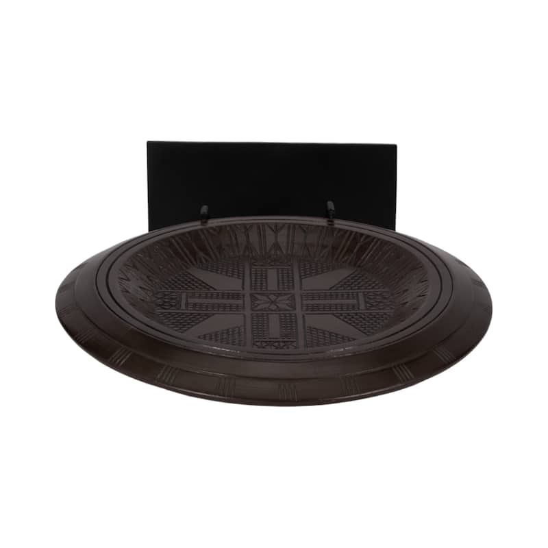 24" Aztec Table Sculpture Contemporary Abstract Metal and Wood Brown Aztec Decor for Home or Office Modern - 17" x 17" x 24"