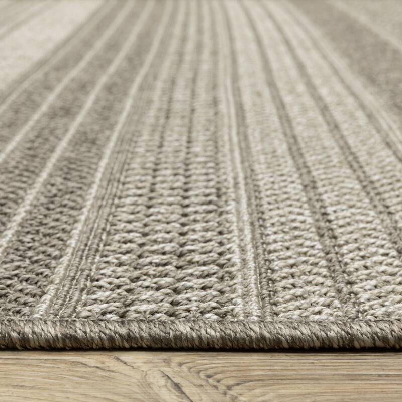 Style Haven Calayan Woven Stripe Grey Ultimate Performance Area Rug~
