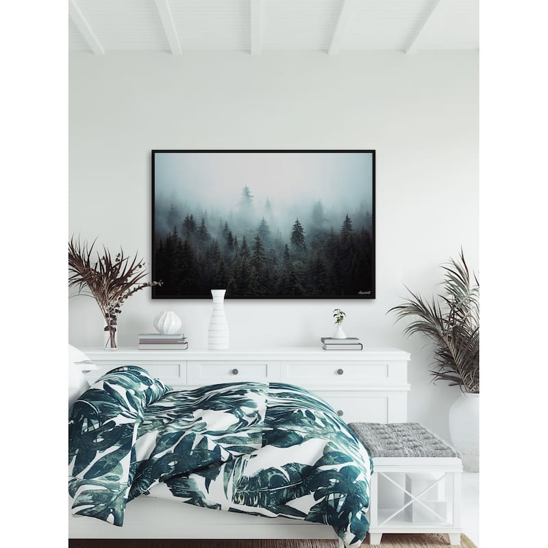 Foggy Pine Forest Floater Framed Print on Canvas