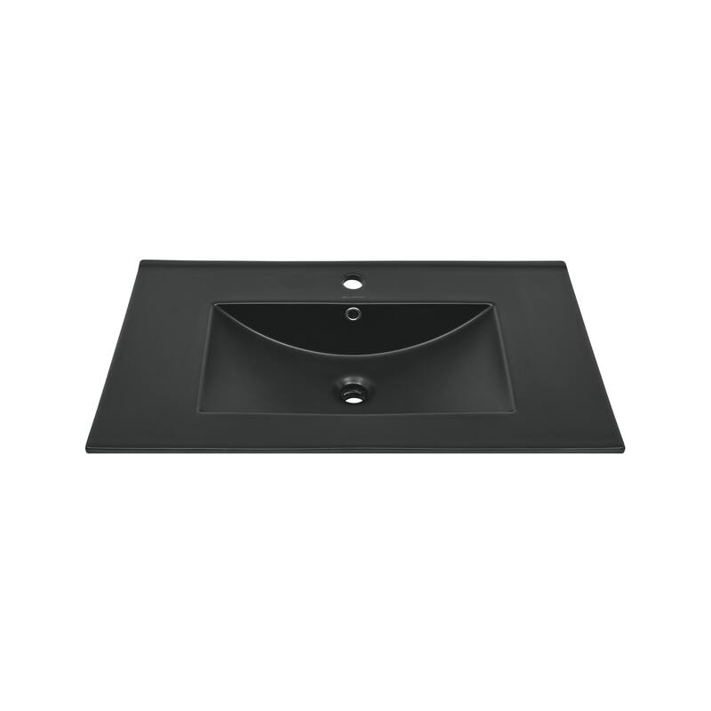 30" Vanity Top Bathroom Sink in Matte Black - Matte Black