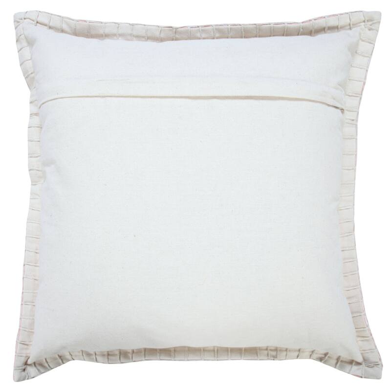 Handwoven Embroidered Edge Square Throw Pillow - 18" - Pink