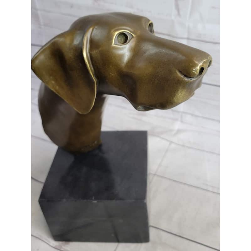 Weimaraner Vizsla Imitative Dog Bronze Bust Sculpture Statue Home Decor Figurine On Marble Base