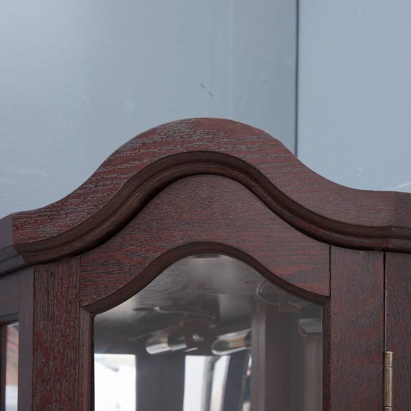 GDFStudio - Storage Corner Curio Cabinet with Lighted Glass Shelves