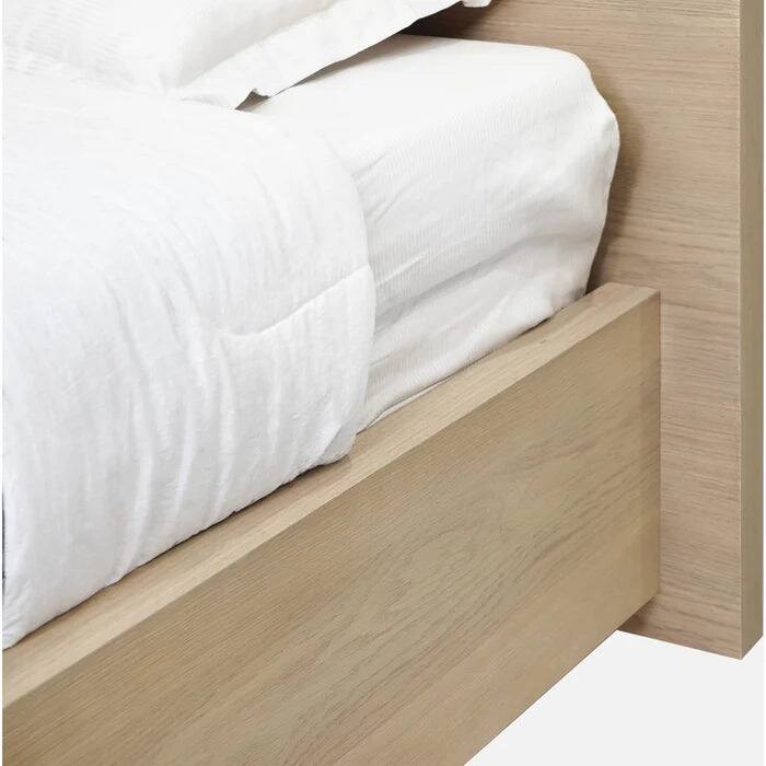 Seabourne Modern Platform Bedroom Set in Bisque (Bed + Two-Nightstand)