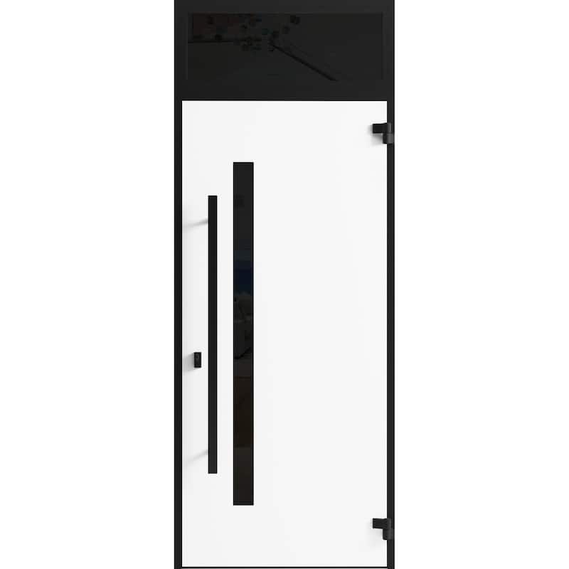 Front Exterior Prehung Steel Door Ronex 0144 Grey Entry Metal Painted W36xH80 Left hand Inswing