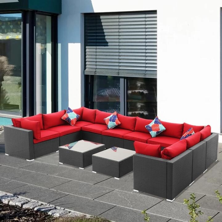 Zenova 11 12 Pcs Rattan Sofa Sectional Set Overstock 33151493