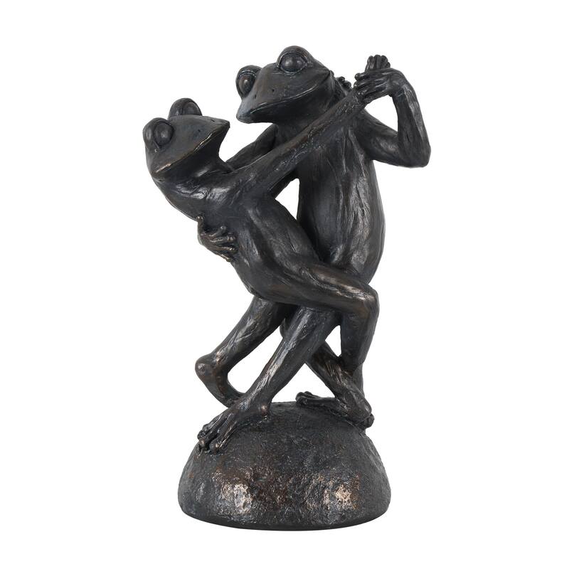 Resin Frog Patina Dancing Decorative Sculpture with Rock Base - Bronze - Roche River Decor - Bronze