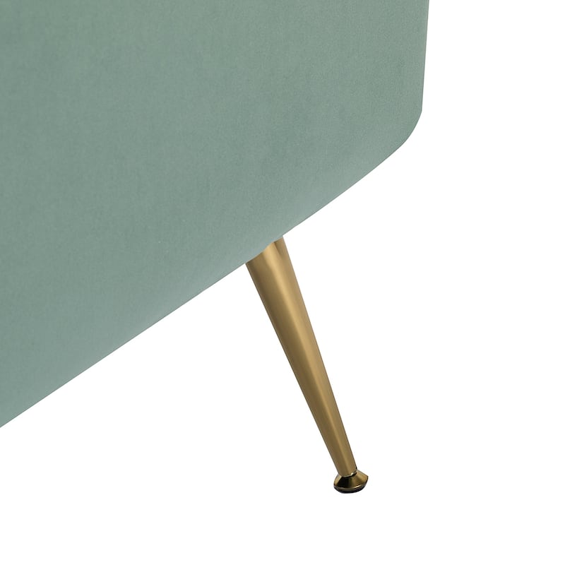 1ida Modern Velvet Tufted Padded Cushion Armchair with Golden Metal Legs by HULALA HOME